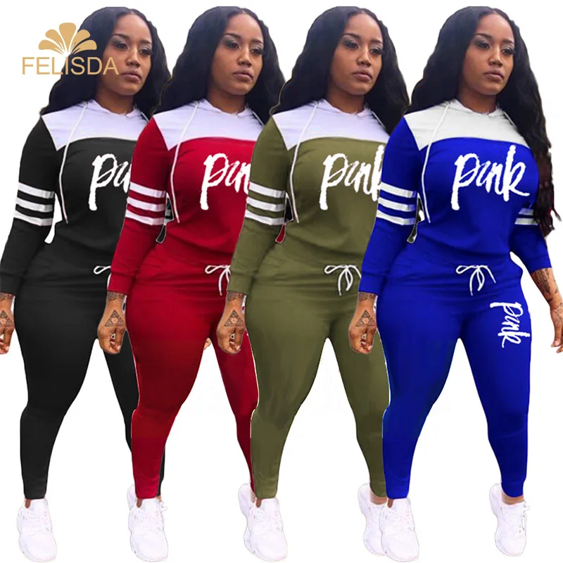 Autumn Winter Two Piece Set Striped Patchwork Pink Letter Print Tracksuit Long Sleeve Sweatshirts Hoodies + Pants Suit Outfit
Autumn Winter Two Piece Set Striped Patchwork Pink Letter Print Tracksuit Long Sleeve Sweatshirts Hoodies + Pants Suit Outfit