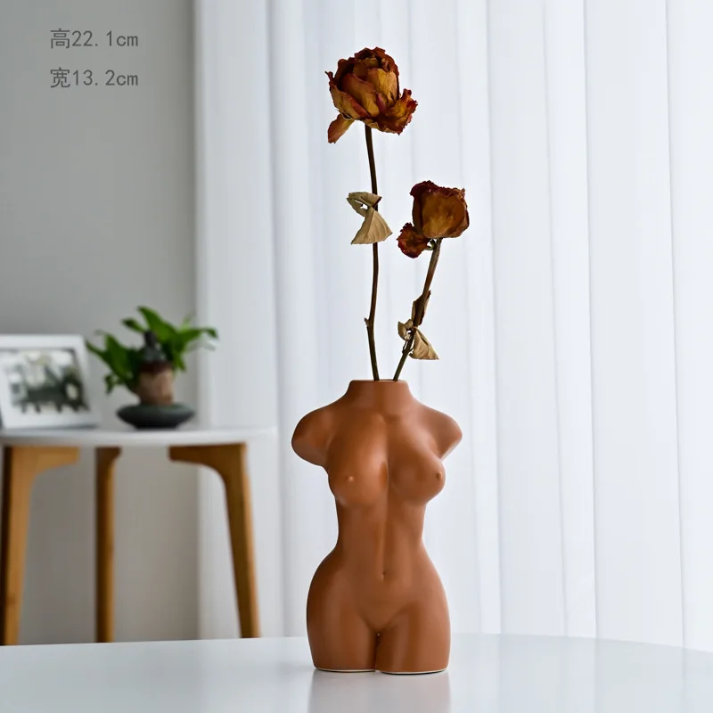 Decoration living room character modern artwork body shape ceramic flower vase, Mud color
Decoration living room character modern artwork body shape ceramic flower vase, Mud color