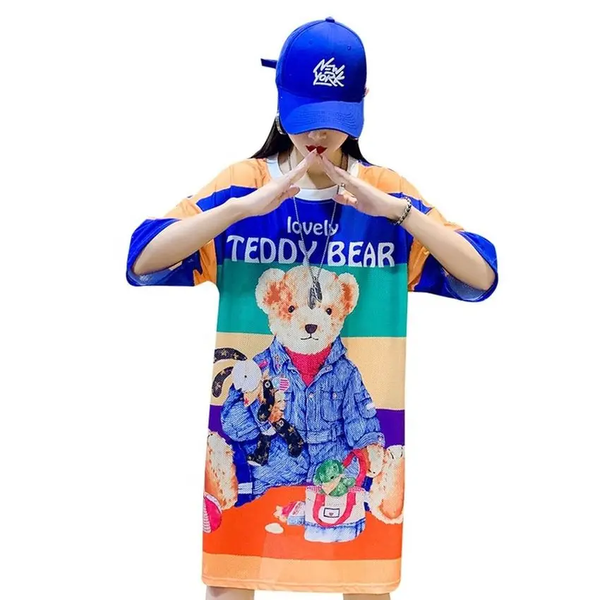 2021 hot selling cute crew neck sustainable tshirt oversize printing t shirt mesh dress for woman
2021 hot selling cute crew neck sustainable tshirt oversize printing t shirt mesh dress for woman
