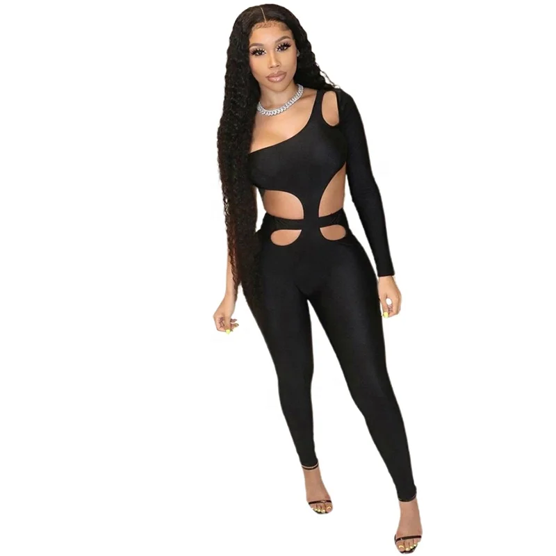 Fashion Black Spandex Cutout Jumpsuit Women Sexy One Sleeve Women's Pants Cutouts Jumpsuit
Fashion Black Spandex Cutout Jumpsuit Women Sexy One Sleeve Women's Pants Cutouts Jumpsuit