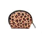 custom small Leopard pu leather cosmetic bag packaging wristlet zip pouch travel cosmetic mini bag woman