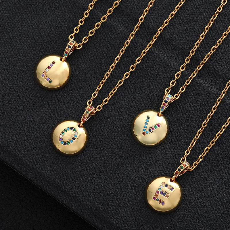 316L Stainless Steel CZ Cubic Zirconia Letter Coin Pendant Necklace Rainbow Crystal 26 Initial Letter Pendant Necklace
316L Stainless Steel CZ Cubic Zirconia Letter Coin Pendant Necklace Rainbow Crystal 26 Initial Letter Pendant Necklace