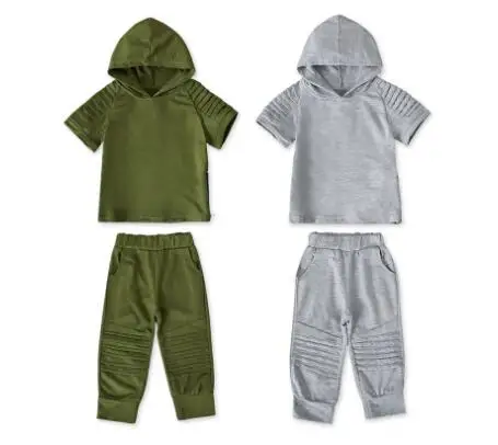 F20171A summer style boy fashion solid color short sleeve hoodie + pants 2 piece children's wear, Gray, green
F20171A summer style boy fashion solid color short sleeve hoodie + pants 2 piece children's wear, Gray, green
