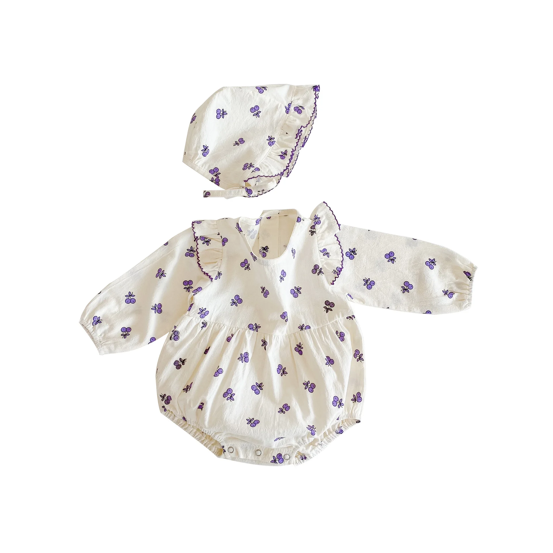 Autumn New Style Newborn Long Sleeve Blueberries Printed Jumpsuit Rompers Clothing Clothes For Baby Girls With Hat, As picture
Autumn New Style Newborn Long Sleeve Blueberries Printed Jumpsuit Rompers Clothing Clothes For Baby Girls With Hat, As picture