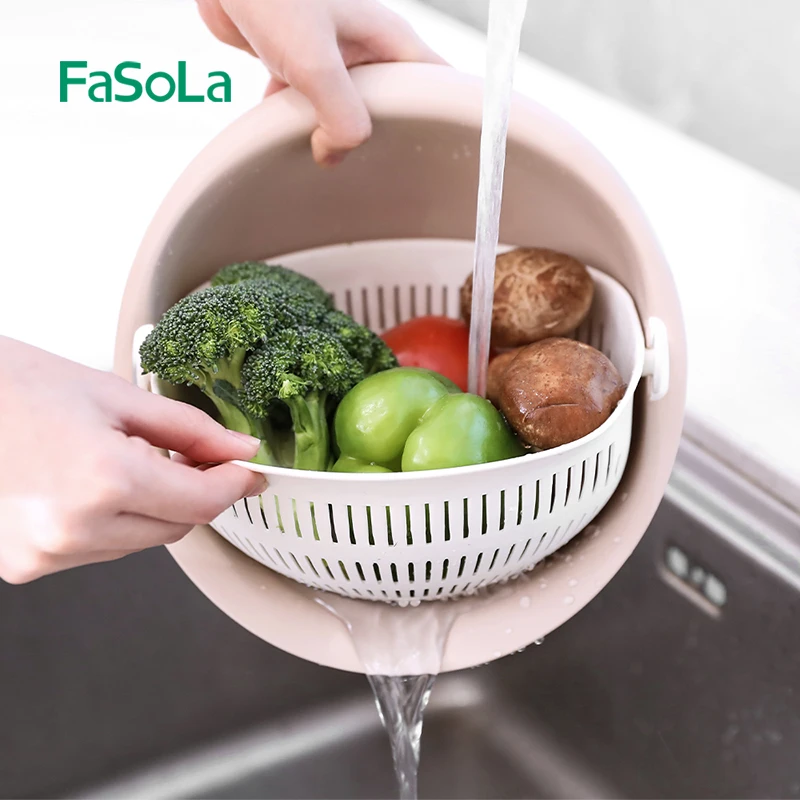 FaSoLa double-layer kitchen bowl drain basket Strainer and plastic colander (Small), Pink
FaSoLa double-layer kitchen bowl drain basket Strainer and plastic colander (Small), Pink