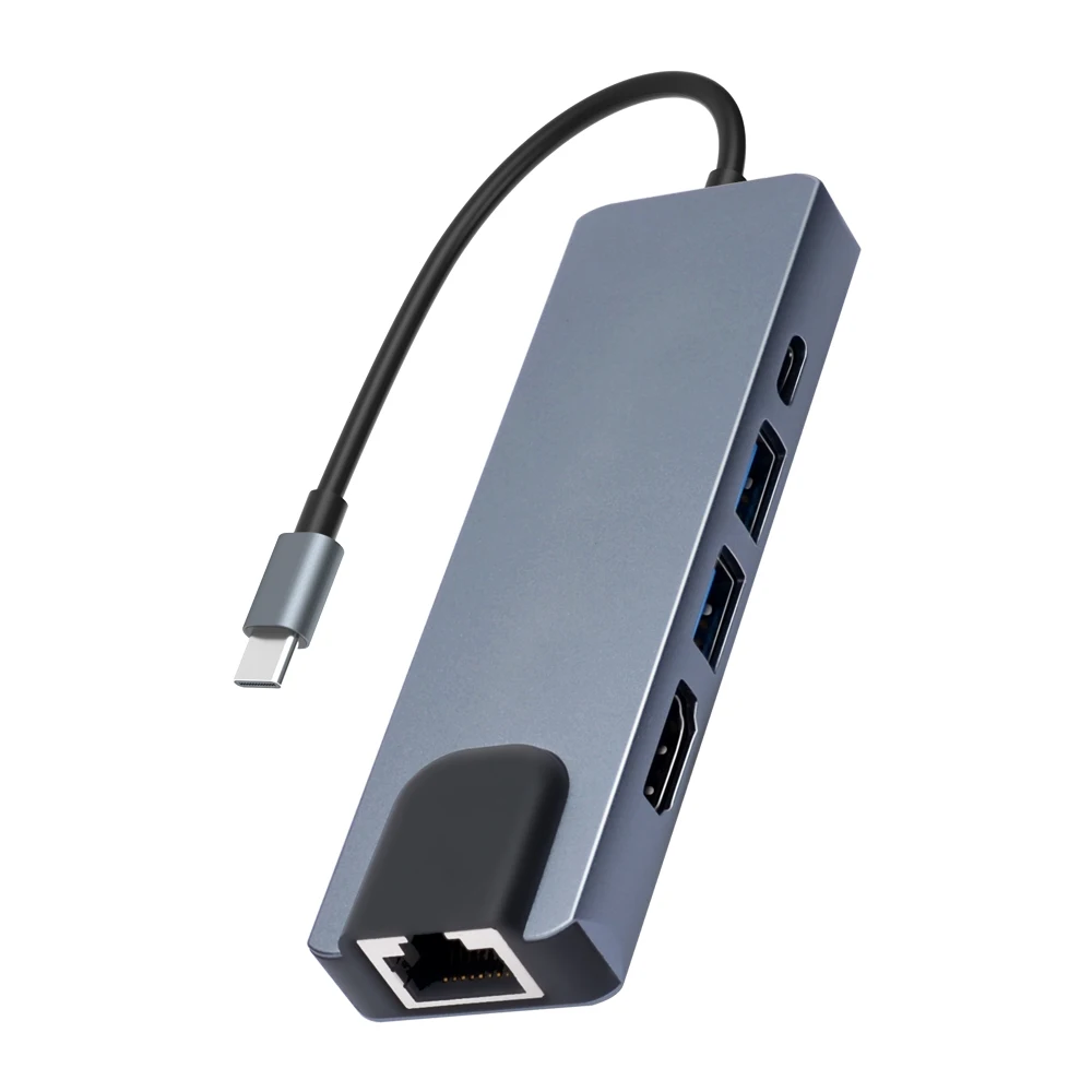 5 in 1 usb c hub type-c to usb3.0 net work card HDTV adapter multi function expansion dock for laptop, Grey
5 in 1 usb c hub type-c to usb3.0 net work card HDTV adapter multi function expansion dock for laptop, Grey