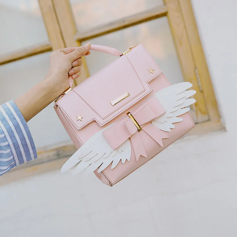 Cute Pink Tender Lady Cross Shoulder Bag Magic White Angel Sakura Wings Handbag Personality Shoulder Messenger Bag
Cute Pink Tender Lady Cross Shoulder Bag Magic White Angel Sakura Wings Handbag Personality Shoulder Messenger Bag