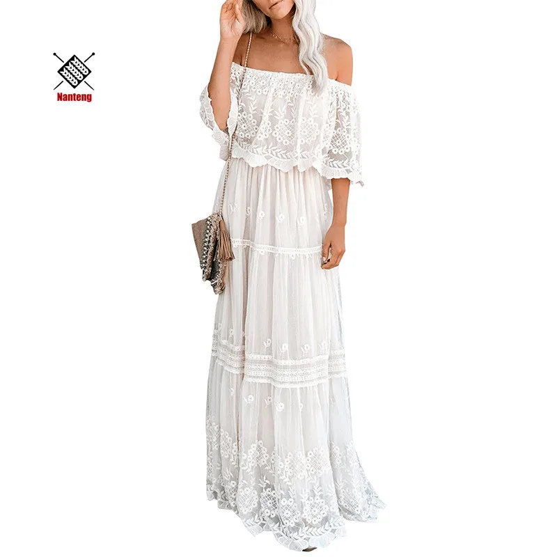 New Design Elegant White Lace Maxi Dress Bohemian Off Shoulder Party Casual Dresses
New Design Elegant White Lace Maxi Dress Bohemian Off Shoulder Party Casual Dresses