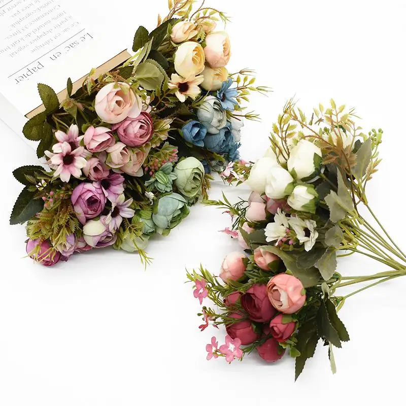 Multicolor Tea Roses vases for home decoration accessories daisy plastic flower wedding decorative Artificial flowers, As shown
Multicolor Tea Roses vases for home decoration accessories daisy plastic flower wedding decorative Artificial flowers, As shown