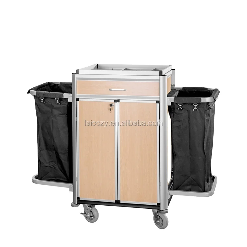 Wholesale Aluminium Hotel Room Housekeeping Service Cleaning Trolley with Doors