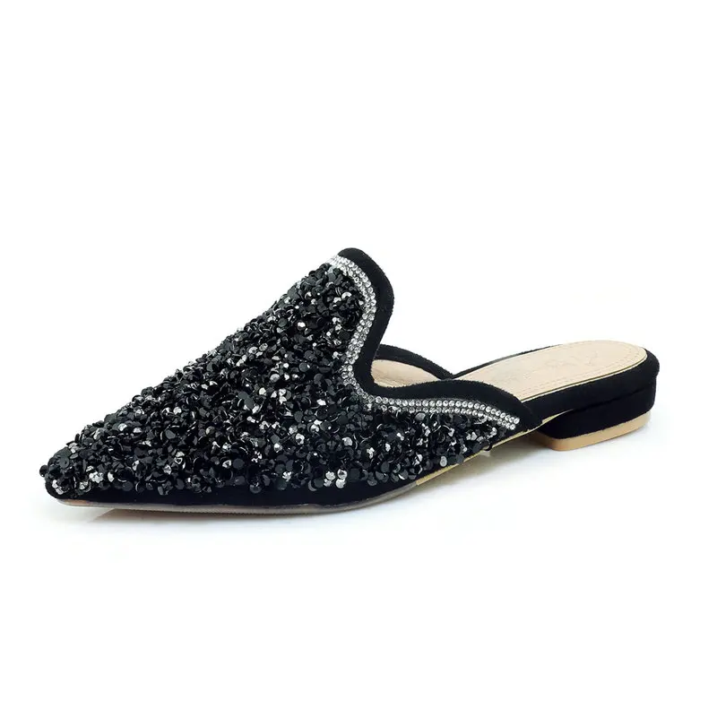 Designer Slippers Women Famous Brands Spring Autumn Pointed Toe Mules Flat Slippers New Fashion Glitter Mules Women Half Shoes
Designer Slippers Women Famous Brands Spring Autumn Pointed Toe Mules Flat Slippers New Fashion Glitter Mules Women Half Shoes