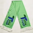 Custom Polyester knitted satin Printing Sports half half scarf Promotional soccer Fan Scarfs