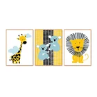 Cartoon Cute Giraffe Koala and Lion Animal Canvas Print Nursery Wall Art for Kids Baby Room Decor