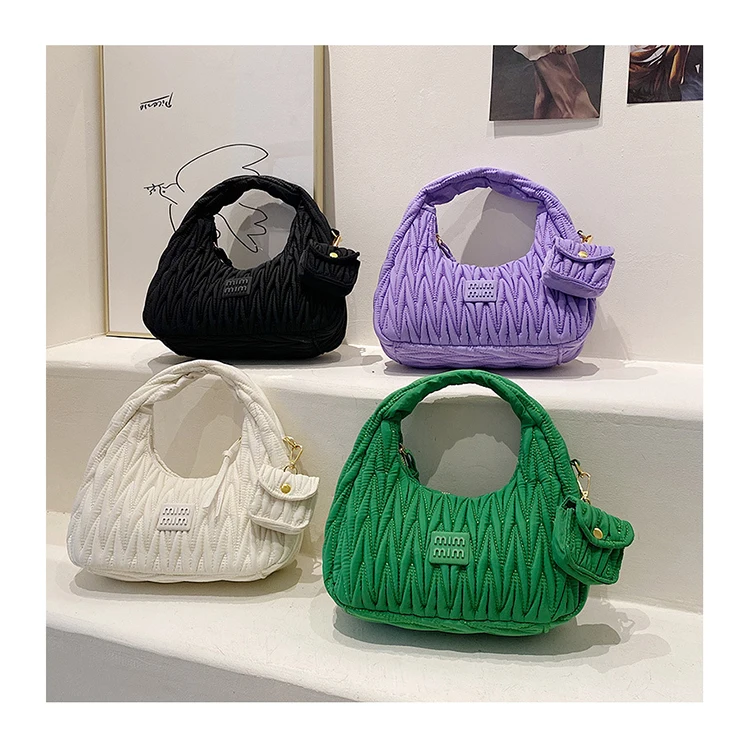 Embroidery Thread Pleated Small Handbags For Women Brand Solid Color Soft Nylon Shoulder Underarm Bags Fashion Armpit Purses
Embroidery Thread Pleated Small Handbags For Women Brand Solid Color Soft Nylon Shoulder Underarm Bags Fashion Armpit Purses