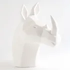 11 inch Matt White Home Hotel Restaurant Rhino Rhinoceros Head Ceramic Wall Decor Decoration