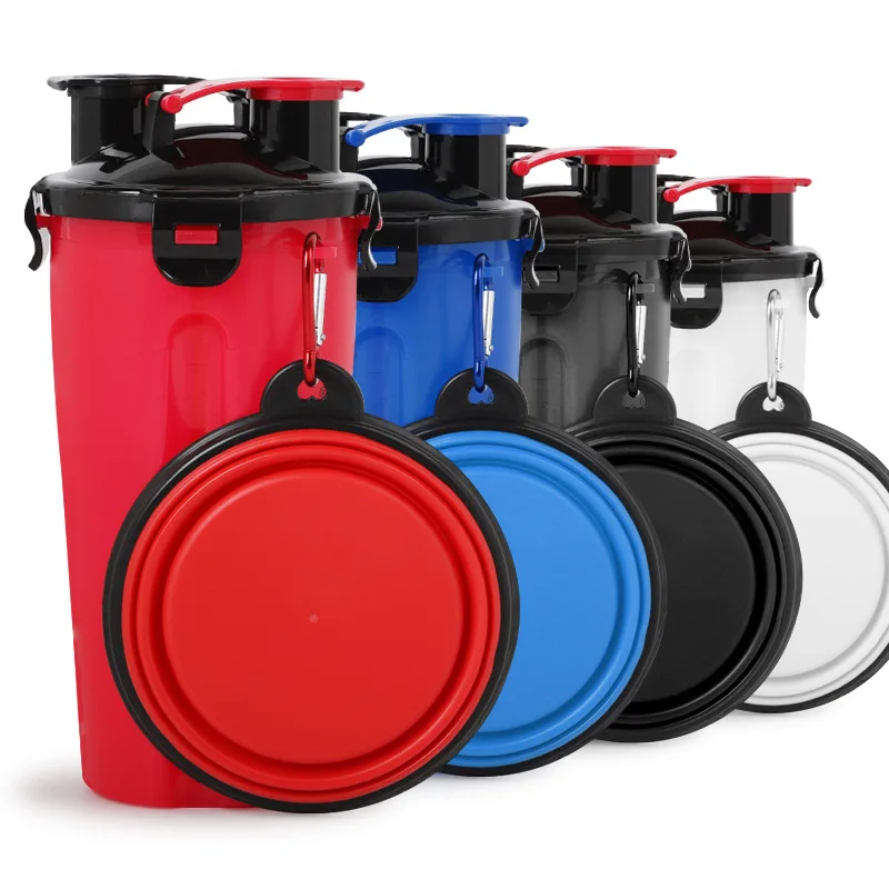 Dog Water Bottle Pet Food Container 2-in-1 with Silicone Collapsible Travel Dog Bowls Outdoor Portable Dog Feeder Drinking Cup, Red, blue, black,white
Dog Water Bottle Pet Food Container 2-in-1 with Silicone Collapsible Travel Dog Bowls Outdoor Portable Dog Feeder Drinking Cup, Red, blue, black,white