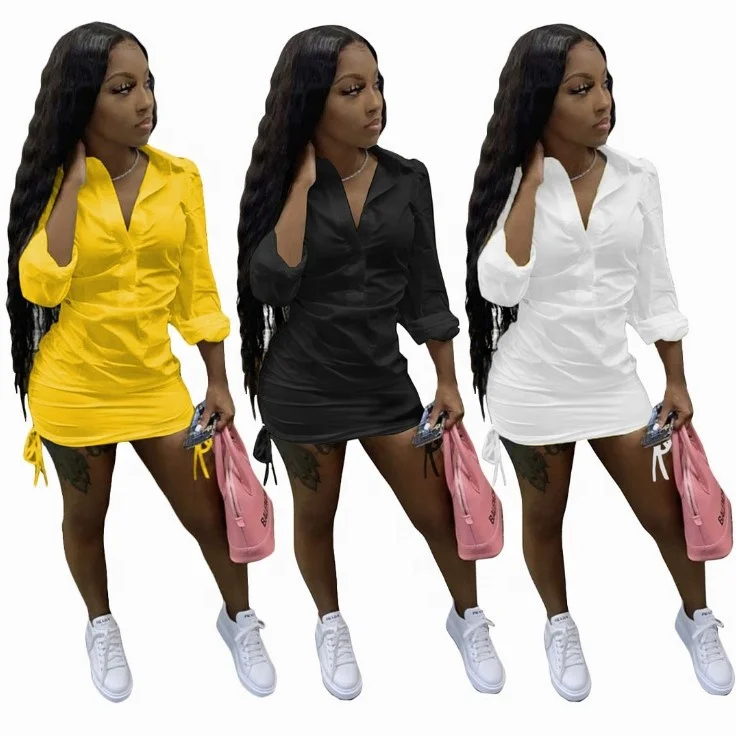 Women Slim Double-side Pleated Elastic Shirt-style Solid Color Yellow Dress Long Sleeve Bodycon Shirt Dress Long Sleeve Dress
Women Slim Double-side Pleated Elastic Shirt-style Solid Color Yellow Dress Long Sleeve Bodycon Shirt Dress Long Sleeve Dress