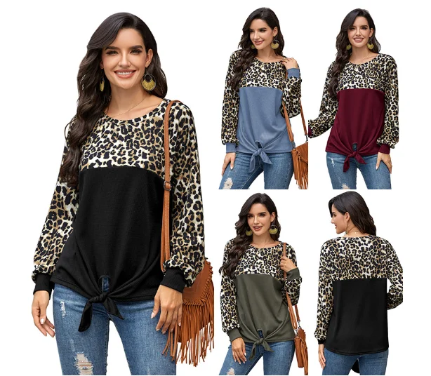 Women Custom Spring Autumn Long Sleeve Leopard Printing T-shirt Women Fashion Tops Plus Size, Shown
Women Custom Spring Autumn Long Sleeve Leopard Printing T-shirt Women Fashion Tops Plus Size, Shown