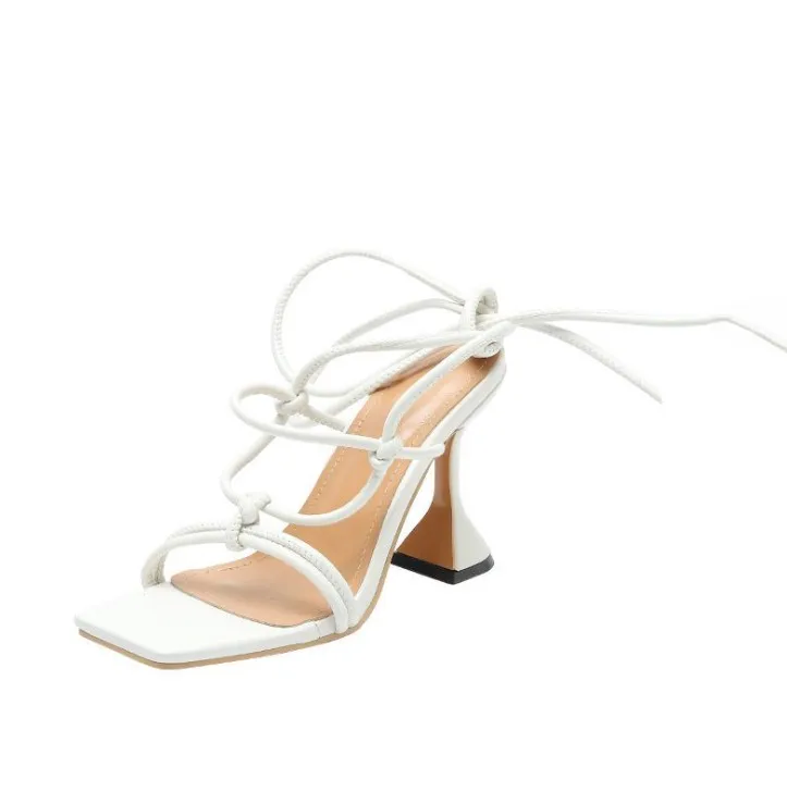 New Spring Summer 2021 sexy lace up women's stiletto sandals with square toe and high heels large size, White, black, brown
New Spring Summer 2021 sexy lace up women's stiletto sandals with square toe and high heels large size, White, black, brown