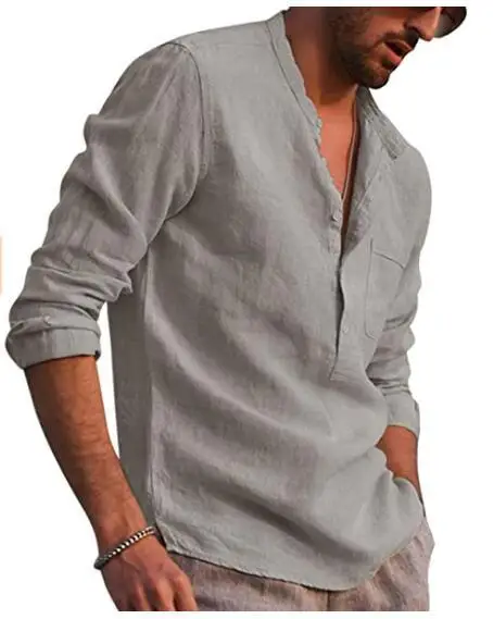 Mens Linen Cotton Shirts Long Sleeve Button Crew Neck Solid Loose Autumn Dress Shirts Fashion Classic Male Clothes Fashion shirt
Mens Linen Cotton Shirts Long Sleeve Button Crew Neck Solid Loose Autumn Dress Shirts Fashion Classic Male Clothes Fashion shirt