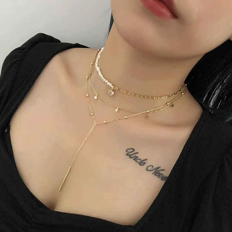 S925 Sterling Silver Europe and America Simple Double Star Short Necklace Ladies Tassel Clavicle Pendulum, Picture shows
S925 Sterling Silver Europe and America Simple Double Star Short Necklace Ladies Tassel Clavicle Pendulum, Picture shows