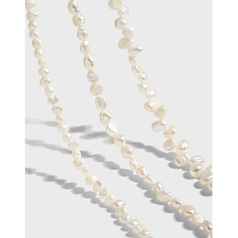 

New Fashion Jewelry S925 Sterling Silver Elegant Baroque Freshwater Pearl Chain Choker 925 Necklace Women XA427 XA428 XA429