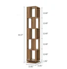 Home morden 5 tiers rotating corner bookcase soild wooden bookshelves