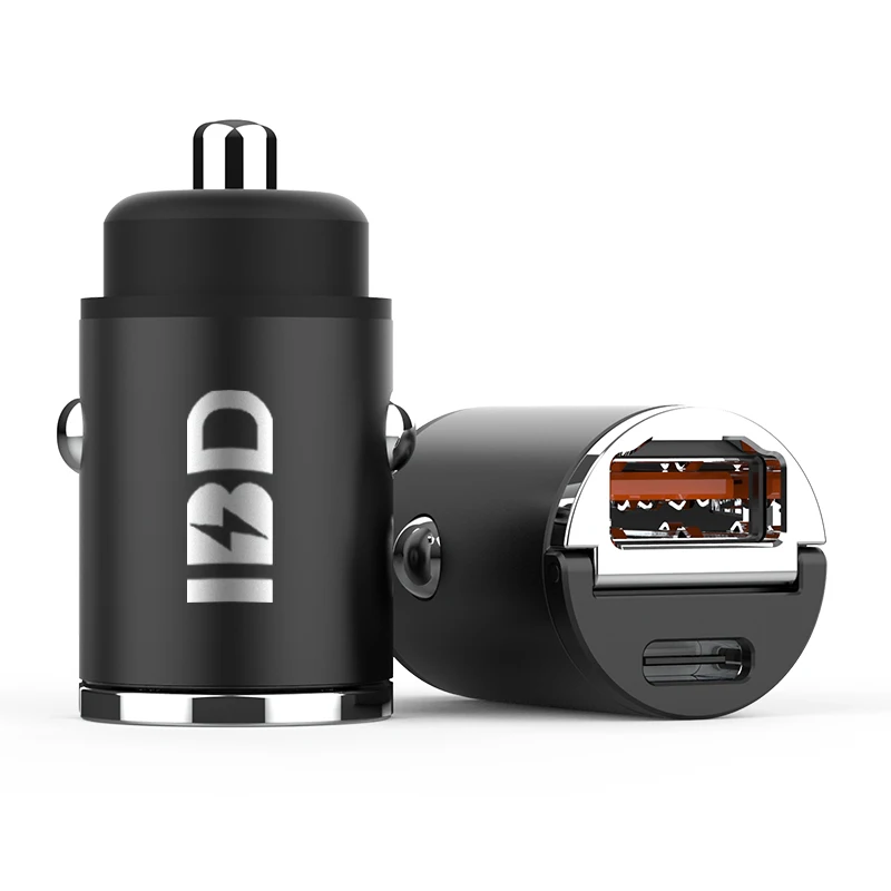 Dual port PD 30W QC18W mini metal type usb c car charger 
Dual port PD 30W QC18W mini metal type usb c car charger