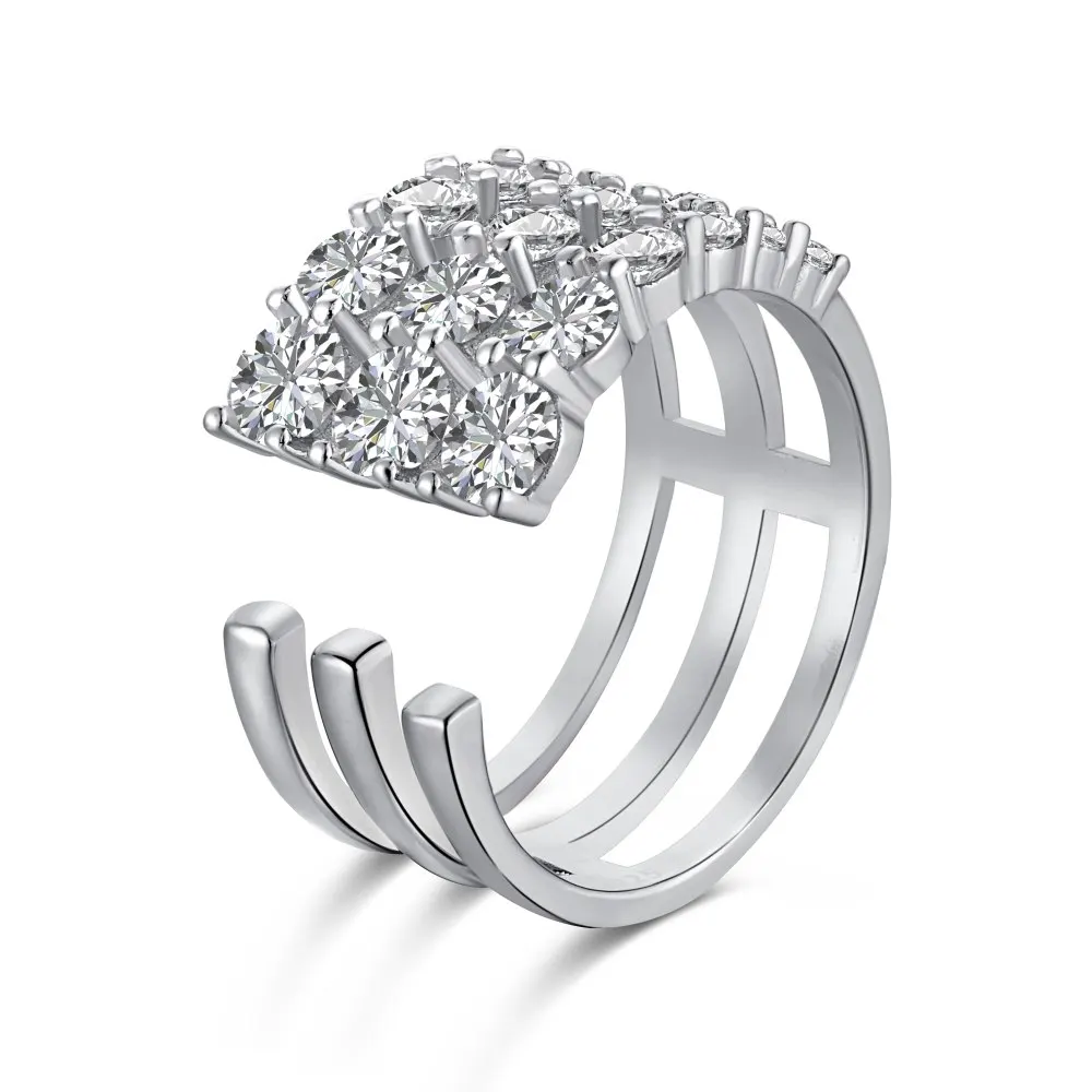 Trendy Design Three Layer Ring Band Round Brilliant Cubic Zirconia Adjustable Open Ring Bands Engagement Diamond Rings For Women
Trendy Design Three Layer Ring Band Round Brilliant Cubic Zirconia Adjustable Open Ring Bands Engagement Diamond Rings For Women