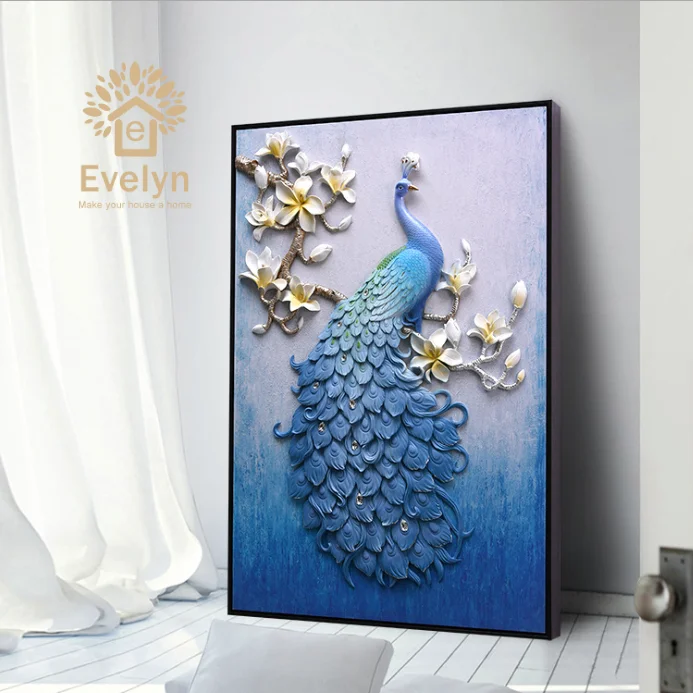 Custom fengshui peacock 3d relief resin wall art painting for house decor, Gradient colorful
Custom fengshui peacock 3d relief resin wall art painting for house decor, Gradient colorful