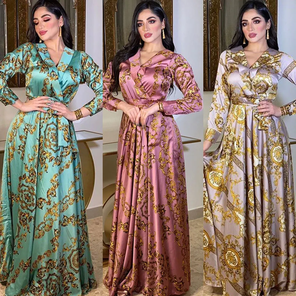 Elegant Floral Printing Women Evening Dress Middle East Muslim Gown Fashion Long Sleeves Sexy Ladies Maxi Dress Dubai Abaya, Green pink
Elegant Floral Printing Women Evening Dress Middle East Muslim Gown Fashion Long Sleeves Sexy Ladies Maxi Dress Dubai Abaya, Green pink