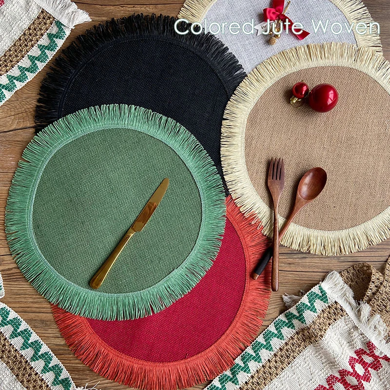 Christmas round luxury tea mat jute bohemian woven nordic hotel table placement mats set kitchen for wedding
Christmas round luxury tea mat jute bohemian woven nordic hotel table placement mats set kitchen for wedding