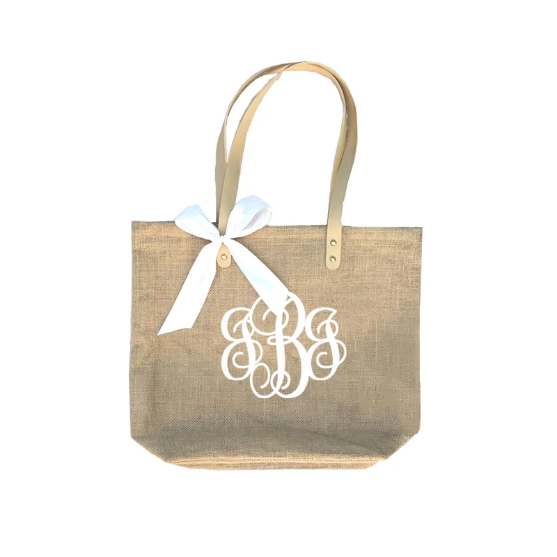 New Monogrammed Bridesmaid Gift Burlap Beach Tote Bag Wholesale Women Hand Bags, As picture show
New Monogrammed Bridesmaid Gift Burlap Beach Tote Bag Wholesale Women Hand Bags, As picture show