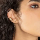 Diamond 925 Silver Earring Drop Earring 925 Silver Jewelry 18k Diamond Chain Connected Link Hoops Earring