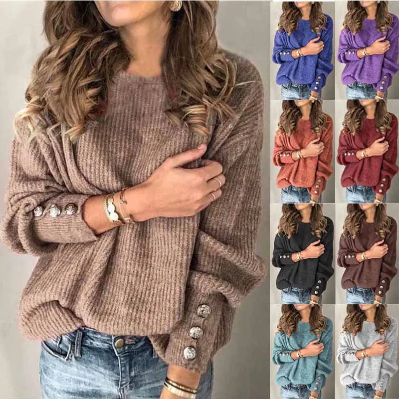 Winter Pullover Sweater Women Knitted Tops Button Boho Plus Size Casual Long Sleeve Pull Female Solid Sweaters Pullovers T-shirt
Winter Pullover Sweater Women Knitted Tops Button Boho Plus Size Casual Long Sleeve Pull Female Solid Sweaters Pullovers T-shirt