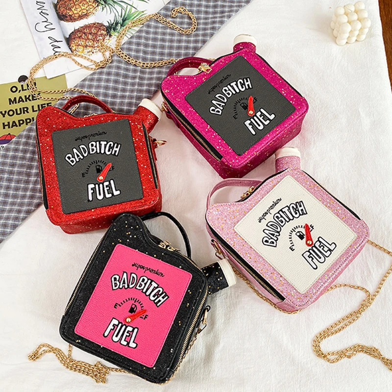 2020 New Design Gasoline Fuel Bottle Bag Ladies Women Sequin Embroidery Letters Purse Handbag Fashion
2020 New Design Gasoline Fuel Bottle Bag Ladies Women Sequin Embroidery Letters Purse Handbag Fashion