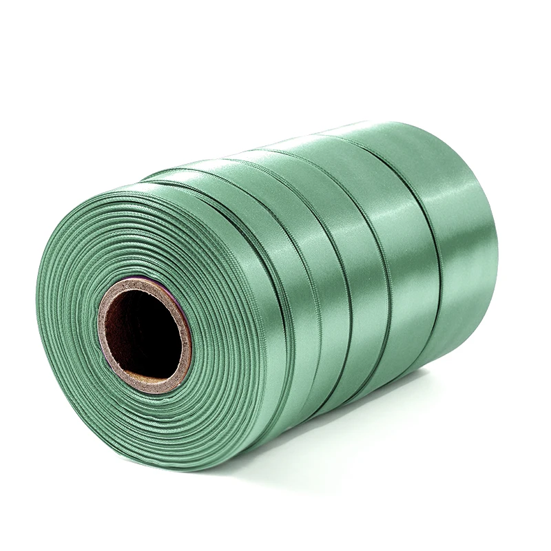 100% recycled polyester satin ribbon solid color celadon green ribbon for single face
100% recycled polyester satin ribbon solid color celadon green ribbon for single face