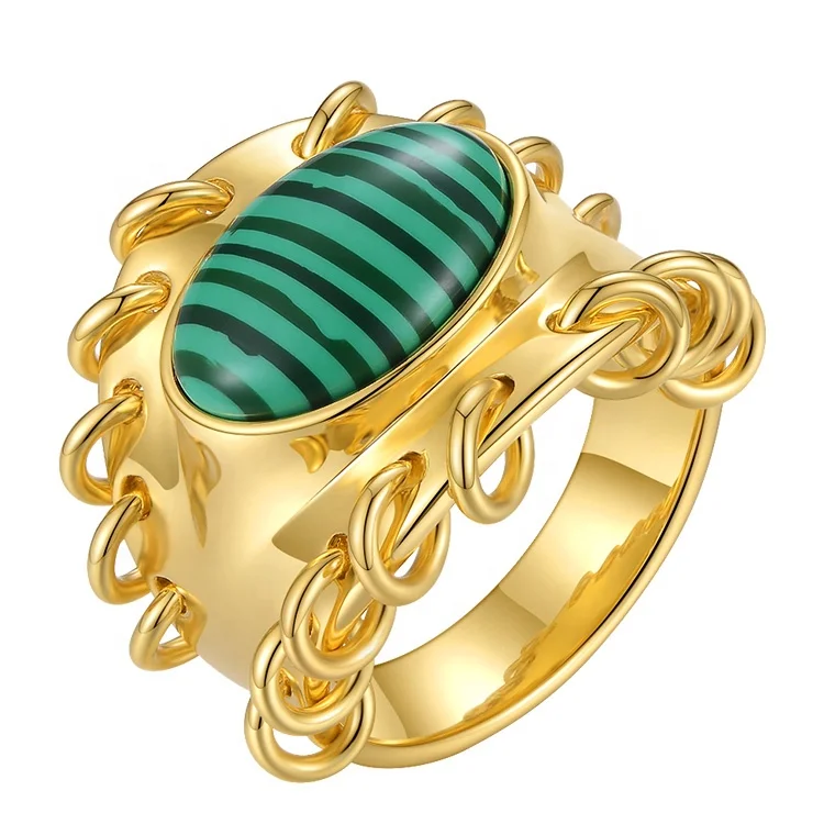 Latest High Quality 18K Gold Plated Brass Jewelry Malachite Metal Charm Natural Stone Accessories Ring R214105
Latest High Quality 18K Gold Plated Brass Jewelry Malachite Metal Charm Natural Stone Accessories Ring R214105