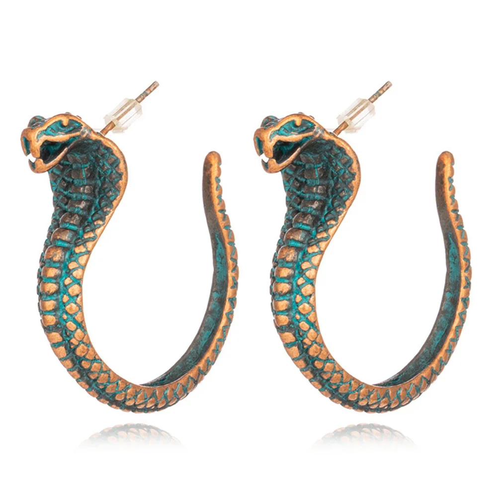 New Design Gothic Punk Snake Stud Earrings Vintage Ethnic Tribal Antique Copper Animal Cobra Earring For Women Men Accessories
New Design Gothic Punk Snake Stud Earrings Vintage Ethnic Tribal Antique Copper Animal Cobra Earring For Women Men Accessories