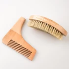 Wholesale wooden custom L shape men's sandalwood beard hair straightener comb press gold styling comb