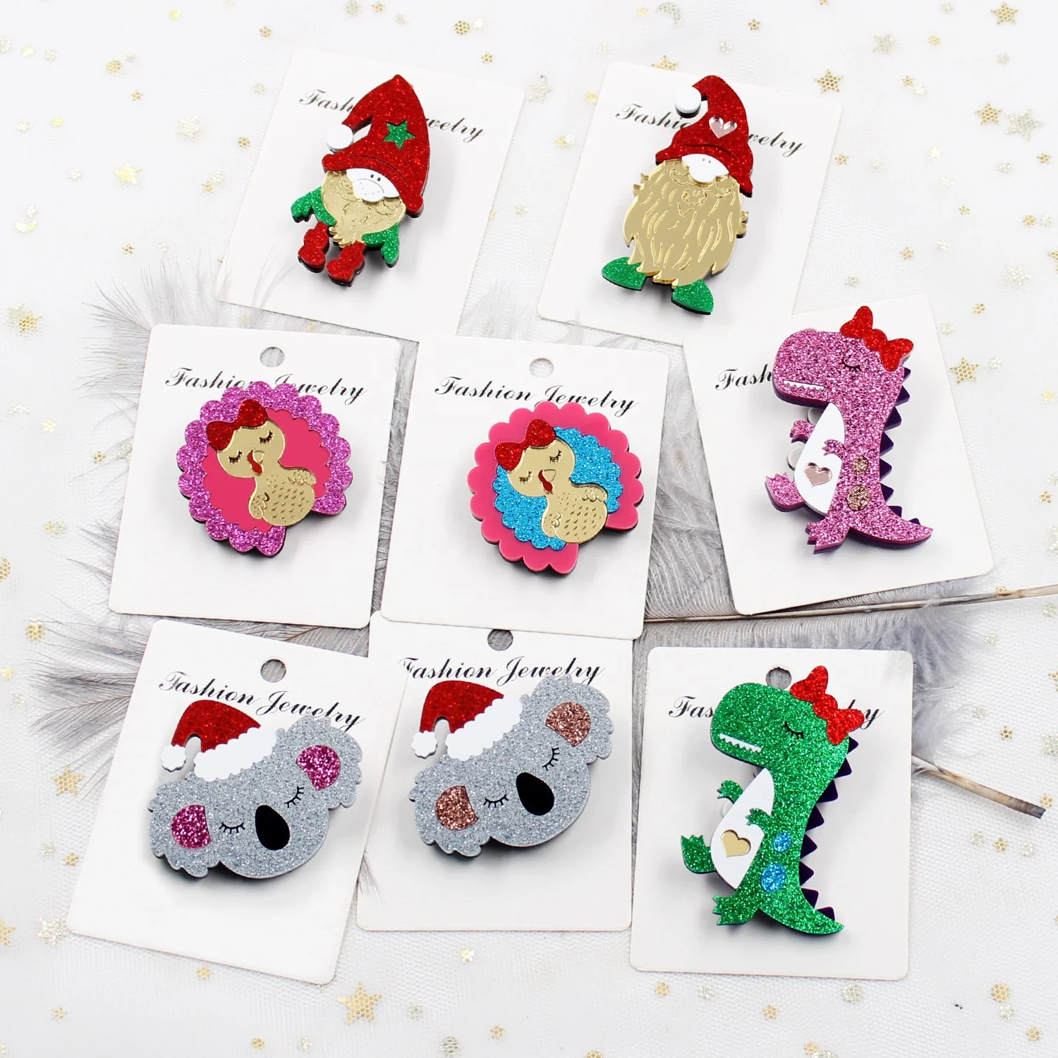 Acrylic Dinosaur Brooch Pink Glitter Koala Santa Turkey Brooches Safety Pin Laser Cutout Christmas Brooch
Acrylic Dinosaur Brooch Pink Glitter Koala Santa Turkey Brooches Safety Pin Laser Cutout Christmas Brooch