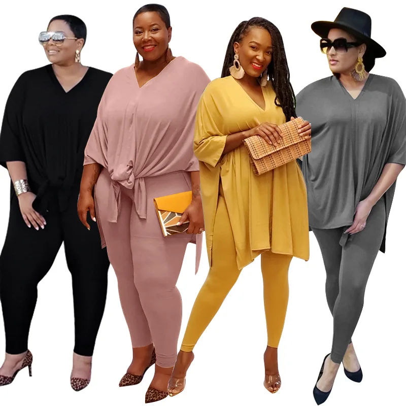 Hot Sale Plus Size Solid Color Oversize Long Sleeve V Neck Tops T Shirts Long Pants Fall 2 Pieces Set, As picture
Hot Sale Plus Size Solid Color Oversize Long Sleeve V Neck Tops T Shirts Long Pants Fall 2 Pieces Set, As picture