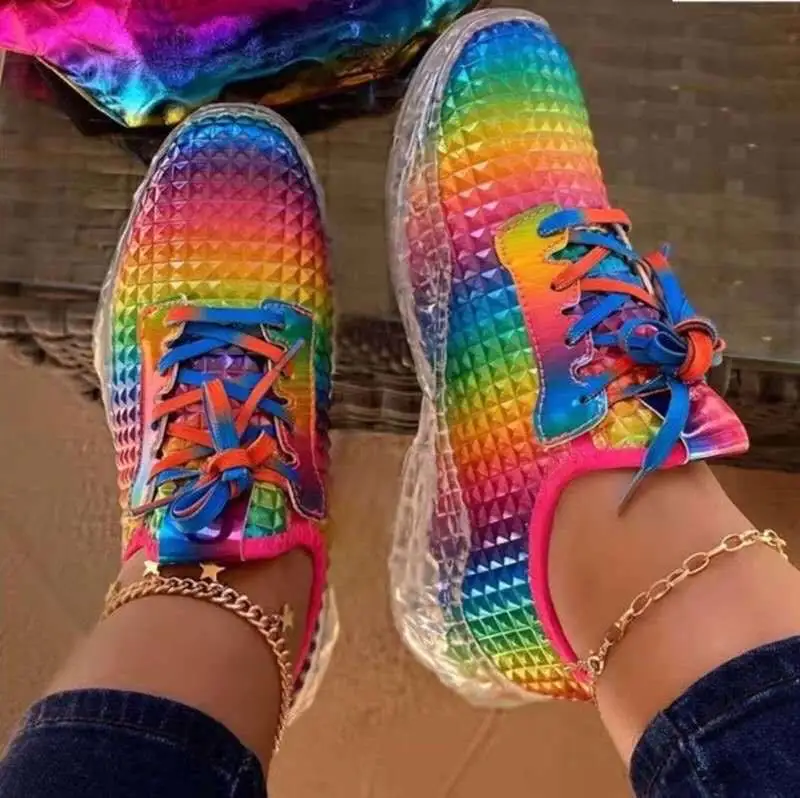 W&A W 2022 fashion rainbow sneakers women outdoor colorful transparent running shoes sports fit
W&A W 2022 fashion rainbow sneakers women outdoor colorful transparent running shoes sports fit