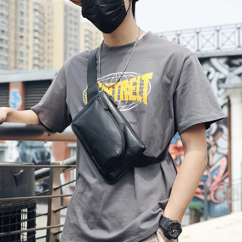 Male Shoulder Crossbody Bag Classic Fashion Chest Bags Soft Leather Waist Belt Bag, Black
Male Shoulder Crossbody Bag Classic Fashion Chest Bags Soft Leather Waist Belt Bag, Black