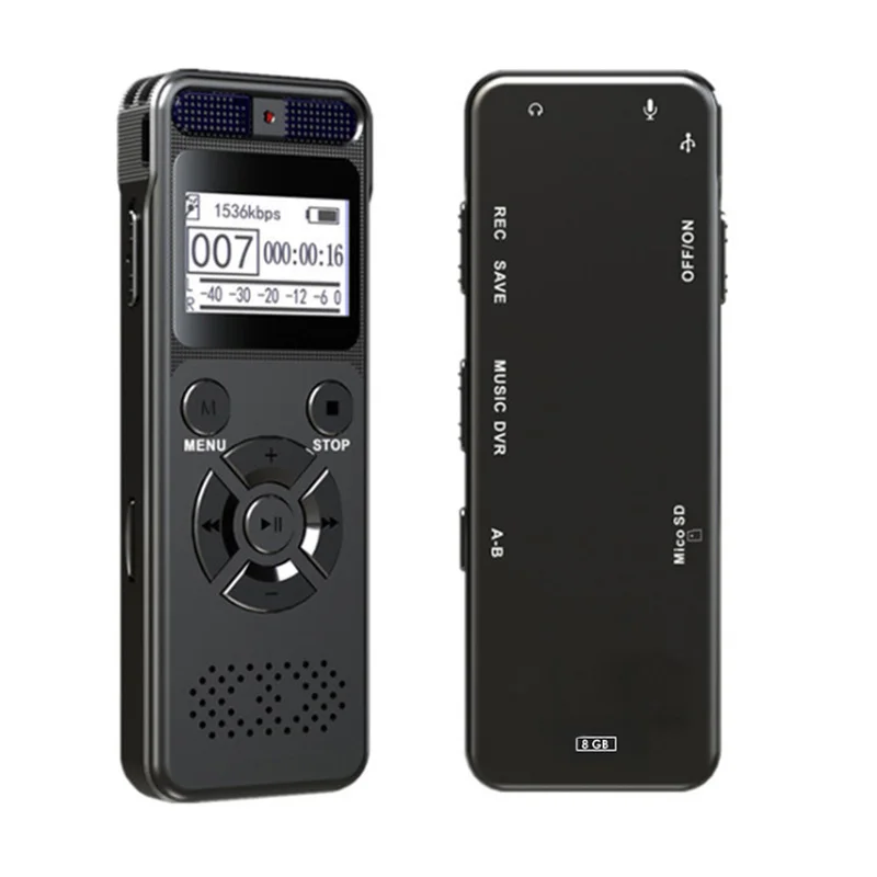 

Digital Voice Recorder with DNR Super Long Time Record 160hours 8GB and TF Card Slot Mini Audio Recorder Hidden Voice Recorder