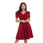 2020 New Style Bodycon V-neck Women Dresses Short Sleeve A-line Vintage Women Evening Dresses