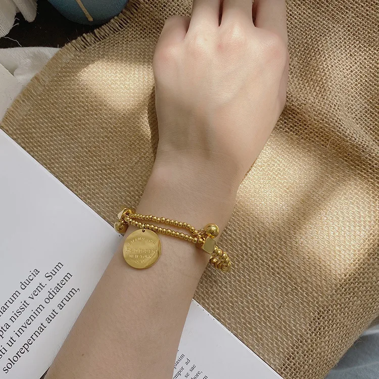 Shangjie OEM pulseras 18k gold plated korean bracelet adjsutable fashion beaded bracelet coin stainless steel bracelet
Shangjie OEM pulseras 18k gold plated korean bracelet adjsutable fashion beaded bracelet coin stainless steel bracelet