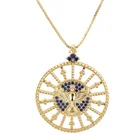 YTSBTXXDZ-363 hot sale custom round blue zircon gold plated Diamond bird necklace pendant jewelry