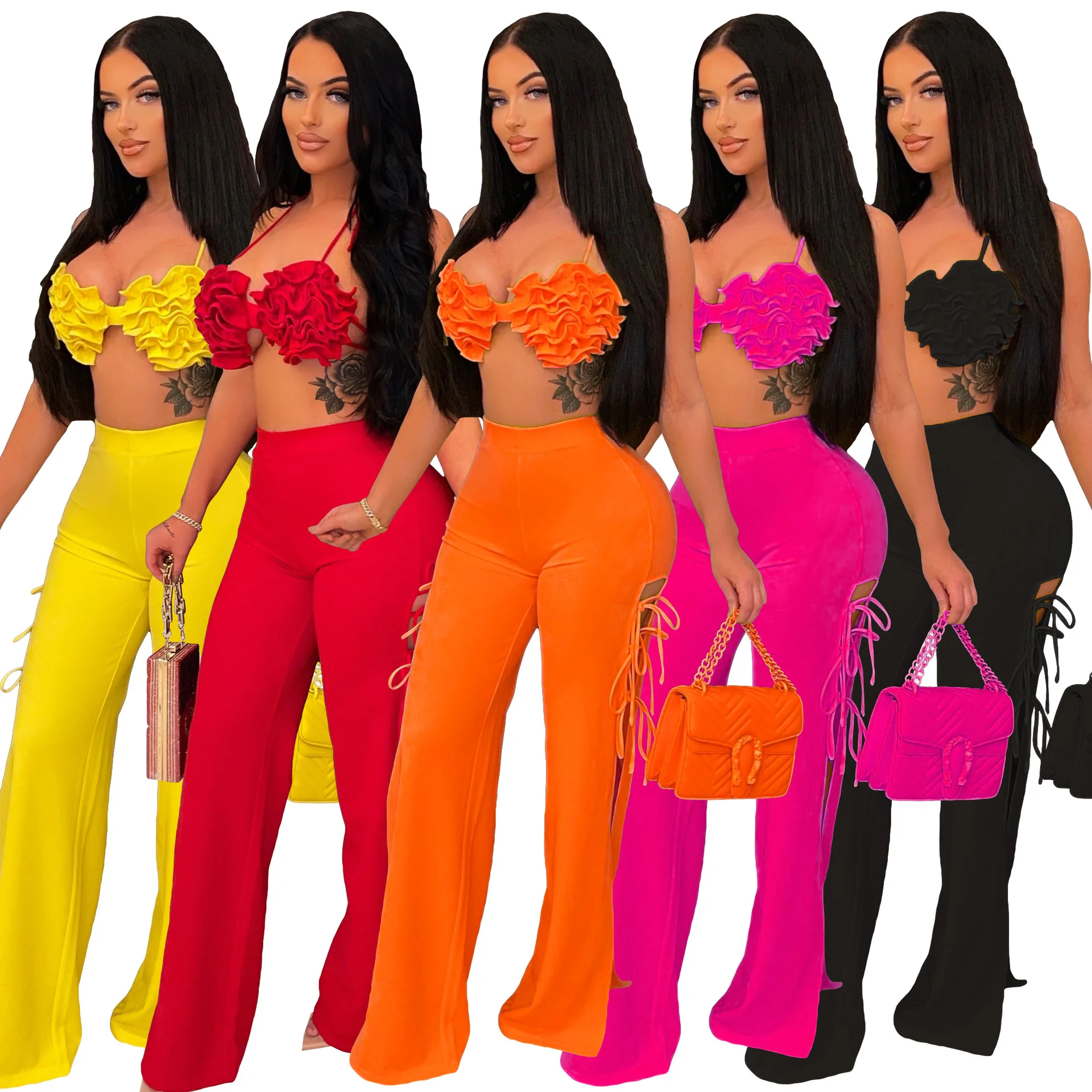 2022 M04603 - fashion sexy solid color strap sleeveless top and pants women's sets
2022 M04603 - fashion sexy solid color strap sleeveless top and pants women's sets