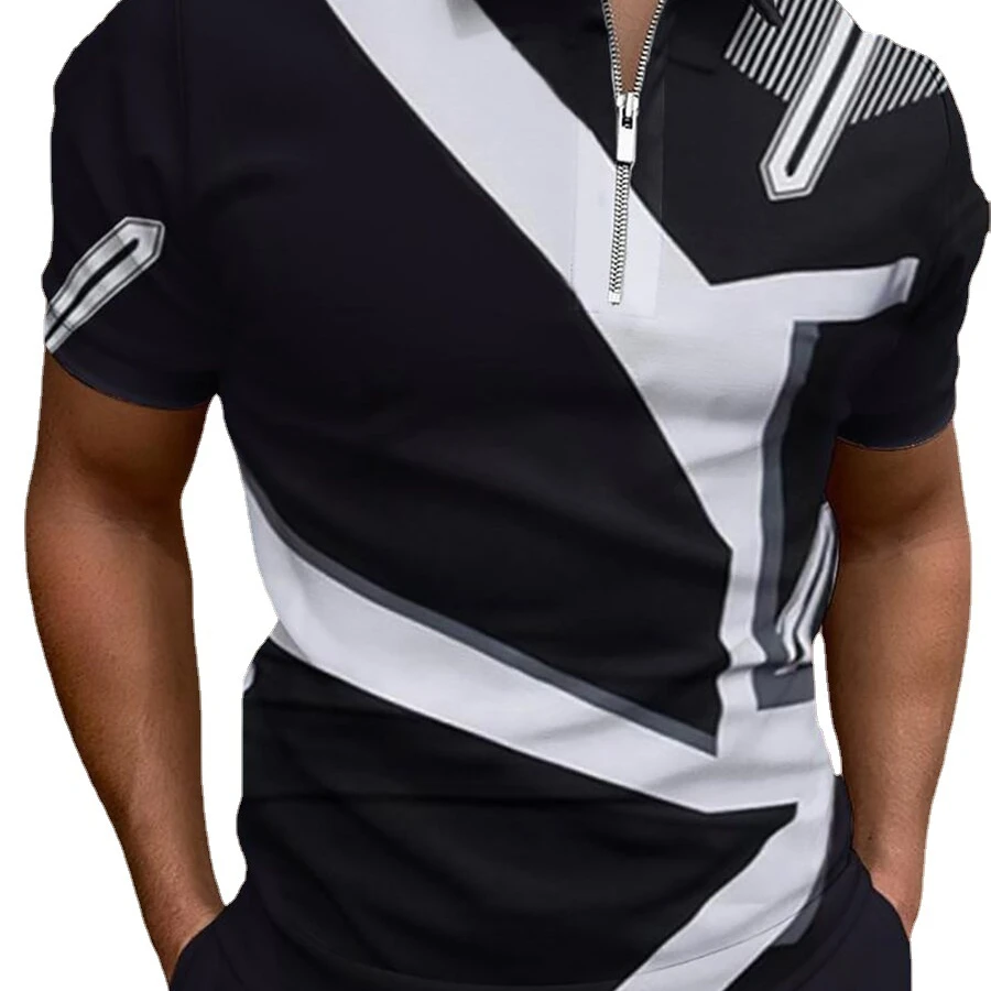 Men's Slim Polo Shirt Fashion Striped Patchwork Short Sleeve Tops For Men Casual Turn-down Collar Zip-up Polo
Men's Slim Polo Shirt Fashion Striped Patchwork Short Sleeve Tops For Men Casual Turn-down Collar Zip-up Polo